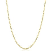 10k Solid Yellow Gold Figaro Link Chain Necklace (2.3 mm, 20 inch) | Unisex Necklace