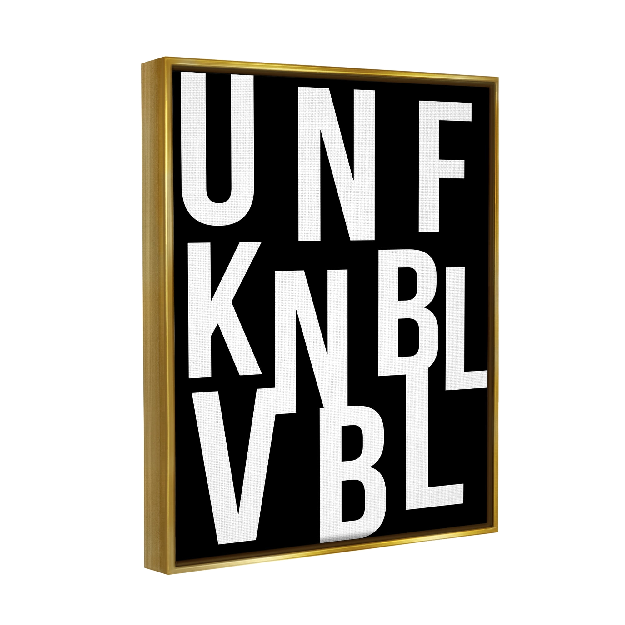 Stupell Industries Unfknblvbl Funny Acronym Inspirational Painting Gold Floater Framed Canvas Art Print Wall Art, 25 x 31
