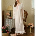 thumbnail image 5 of SWSMCLT Women's Lantern Victorian Vintage Sleeve Nightgown Old Fashioned Night Shirt Long Sleeve Loungewear Mid Calf Bow Pink Medium, 5 of 5