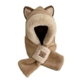 thumbnail image 5 of Bufanda con capucha de felpa jinwen para mujer y niña Caqui, 5 of 5