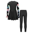 thumbnail image 2 of RUNQHUI Kids Girls UPF 50+ Rash Guard Swimsuits 2 Pieces Long Sleeves Dress with Pants Set Black 14, 2 of 7