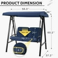 thumbnail image 2 of AECOJOY 2 Persons Outdoor Patio Canopy Steel Porch Swing Chair with Cover, Dark Blue, 2 of 9