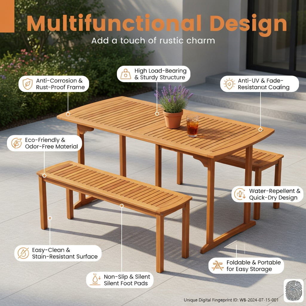 Hommoo Set of 2 Acacia Wood Outdoor Benches, Slatted Garden Bench for Patio, Deck & Entryway, 48" Rustic Wooden Seating, Natural
