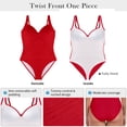 thumbnail image 3 of RELLECIGA Women's Plus Size Twist Front One Piece Swimsuit for Lady Ruched Tummy Control One Piece Bathing Suits for Women Red Size 3XL, 3 of 12