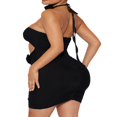thumbnail image 3 of Robe Creuse de Couleur Unie pour Femmes avec Choker, 3 of 4