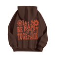 thumbnail image 4 of larppty Puff Print Lettering Oversized Full Zip Hoodie with Pocket - Y2K Preppy Pullover for Women Teens Girls（Brown，M）, 4 of 4
