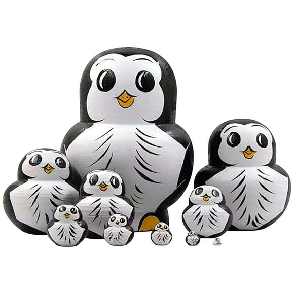 10-Piece Wooden Nesting Dolls - Traditional Russian Matryoshka Set for Kids, Hand-Painted Design, Educational Stacking Toy, Collectible Home Decor