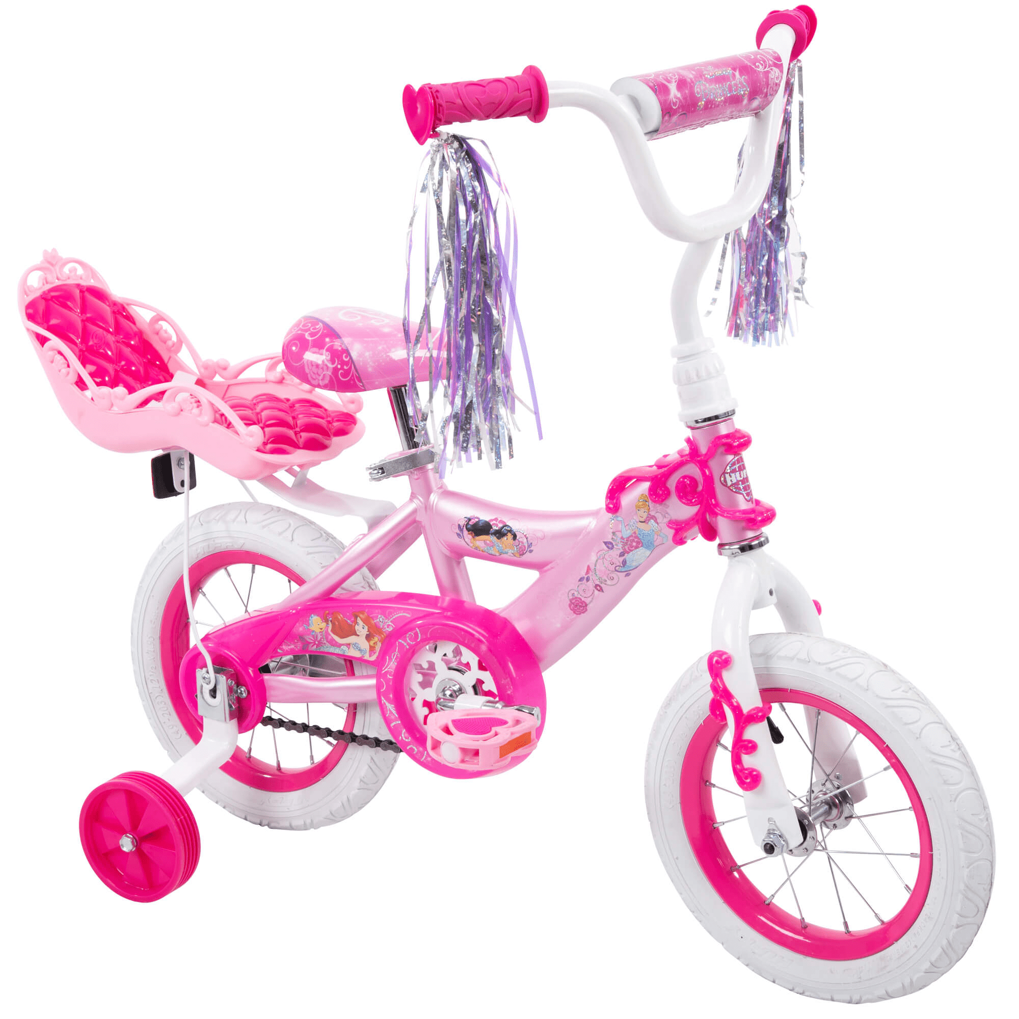White/Blue Huffy Disney Frozen 16" Ez Build Girls Bike With Sleigh Doll Carrier 