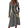 thumbnail image 4 of BOMYJESK Summer Dresses for Women Hugging Slim Beach Wrap Crossover V Neck a Line Dress Casual Vacation Lightweight Breathable Office Dress Light Gray L, 4 of 5