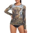 thumbnail image 4 of joogoo Womens UPF 50+ Sun Shirts Highland Cow Long Sleeve UV Protection Rash Guard Tops M, 4 of 7
