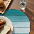 thumbnail image 3 of Teal Turquoise Round 15 Inch Placemats Set of 6, Farmhouse Abstract Gradient Wooden Plank HeatResistant Non Slip Place Mats for Dining Table, Wipeable Braided Kitchen Table Mats for Housewarming, 3 of 9