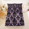 thumbnail image 5 of jejeloiu Dramatic Damask Queen Sheets,Gothic Print Queen Sheet Sets For Adults,Purple Black,4-Piece,1 Flat Sheet, 1 Fitted Sheet and 2 Pillowcases, 5 of 6