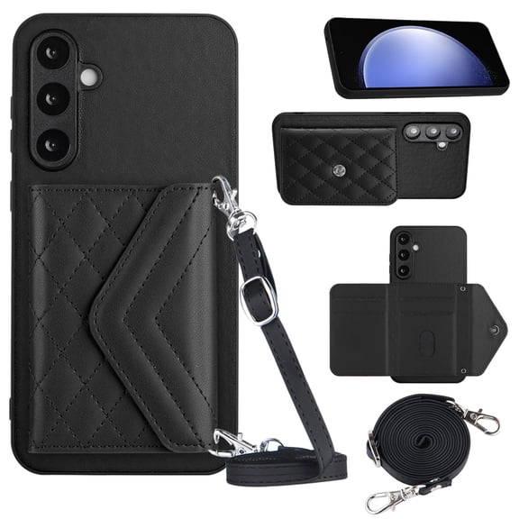 Nalacover Crossbody Wallet Case for Samsung S23 FE RFID Blocking Card Slot Holder, Magnetic Flip Folio Purse Case, PU Leather Envelope Design Handbag Women Girls for Samsung Galaxy S23 FE, Black