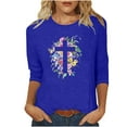 thumbnail image 1 of Blouse pour Femmes T-shirt Imprimé Manches 3/4 Blouse Col Rond Hauts Décontractés, 1 of 1