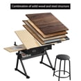 thumbnail image 5 of drafting table,adjustable art desk, Drawing desk with stools and tiltable top, 2 storage drawers art desk for adults for reading, writing, production, painting, art, home and office use, 5 of 7