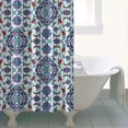 thumbnail image 4 of Blue Floral Ornament Pattern Shower Curtain 36"x72" ,Bathroom Decorative Shower Curtains Set with 12 Hooks,Modern Waterproof Washable Shower Curtain, 4 of 6