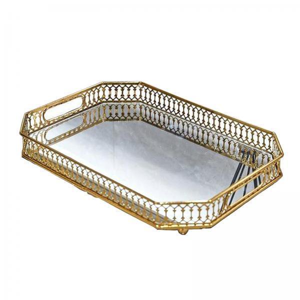 Bandeja de espejo Perfecl Bandeja organizadora pulida en oro cristal 29x18x5cm