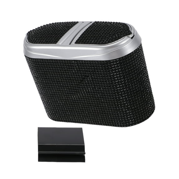 Unique Bargains Car Trash Can Hanging Car Door Rhinestone Plastic Trash Bin Black 1 Pcs