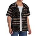 thumbnail image 4 of Naloa American Flag with Desert Camouflage Men's Loose Fit Cuban Collar Short-Sleeve Shirt with Button-down and Chest Pocket for Everyday Wear Outings - X-Large, 4 of 7
