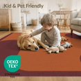 thumbnail image 4 of ODIKA 3'x5' Washable Area Rug Non-Slip, Flatweave, Easy Care Burnt Orange Geometric Contrast Design Elegant Rectangular Shape with Bold Curves for Hallway, Laundry Room, 4 of 7