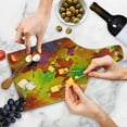 thumbnail image 4 of Fall Cutting Board, Different Colored Vibrant Many Autumn Maple Leaves Nature in November Scenery Photo, Tempered Glass Cutting and Serving Board, Wine Bottle Shape, Yellow Purple, by Ambesonne, 4 of 5