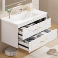 thumbnail image 4 of Modern Floating Bathroom Vanity Set, Wall Mounted Cabinet with Large Soft-Close Drawer and Gold Handle, Space-Saving Design, 4 of 7