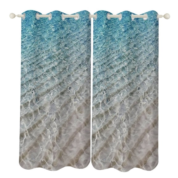 3D Ocean Seawater Beach Water 2pcs Blackout Curtains For Living Room Bedroom Grommet Top Window Set for Left And Right Biparting Open