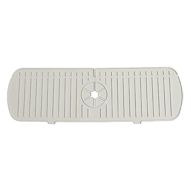 Extra-Long Silicone Faucet Water Catcher Mat - 45cm Kitchen Sink Drip Tray with Drain Grooves