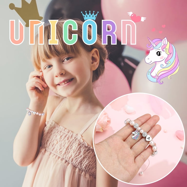 Turandoss Initial Pink Pearl Unicorn Pendant Bracelet photo 8