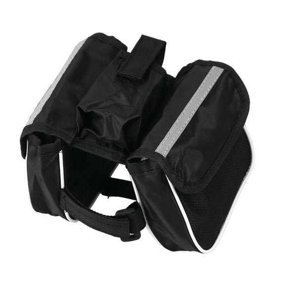 FOLOYORI 1Pcs Mountain Bike Front Beam Bag Black Polyester 15.0x12.0x9.5in