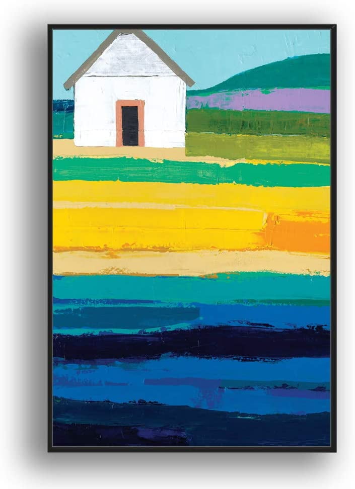 IDEA4WALL Framed Canvas Wall Art Minimalist Abstract House Painting