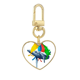 thumbnail image 1 of Flores de ballena Llavero de metal en forma de corazón dorado, 1 of 3