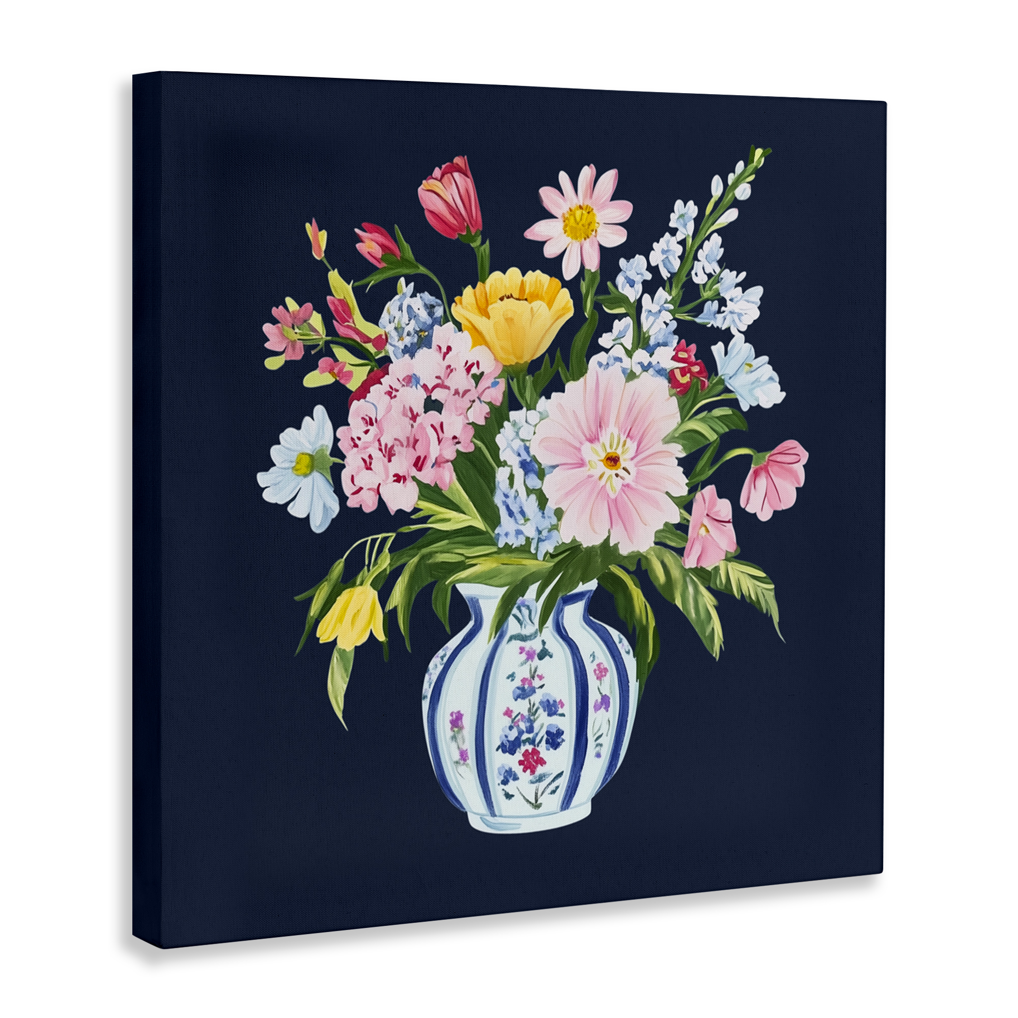 Spring Elegance Chinoiserie Vase Canvas Wall Art, design by Yen