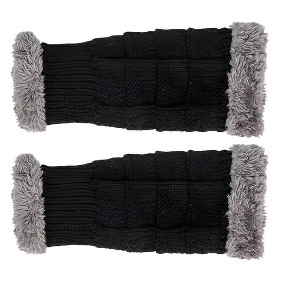 TELOLY 2 Pairs Women Winter Warm Knit Fingerless Gloves Hand Thumbhole Arm Warmers Mittens,Fingerless Gloves for Women,Black Gloves,Winter Gloves Women