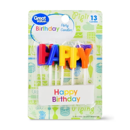 Great Value Celebration Candles, Happy Birthday, 13