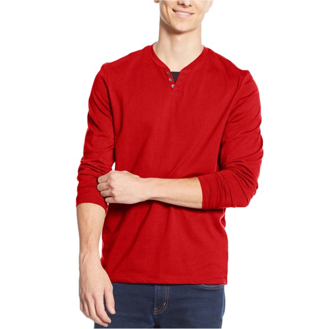 Alfani T-Shirt à Col Fendu pour Hommes, Rouge, TG