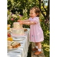 thumbnail image 5 of BemeyourBBs Kids Toddler Girls Pink Birthday Day Dress Outfit 1 2 3 4 5 6 Years Old Birthday Summer Clothes Little Girl Puff Short Sleeve Doll Collar Carousel Balloon Cake Embroidery Dress, 5 of 9