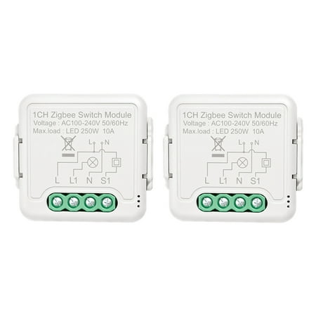 

2X Tuya Zigbee Light Switch Module No Neutral Wire 2 Way Control DIY Smart Breaker Works with Google Home(1 Gang)