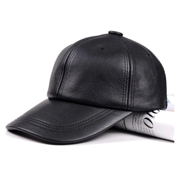 New Male Casual Genuine Leather Baseball Cap For Men Real Cowhide Black/Brown Dad Hats Mens Big Brim Cool Hat ,Durable Quality
