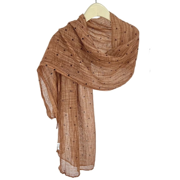 QSAWXQZ Women's Cotton Linen Long Scarf Polka Dot Lightweight Shawl Wrap Neck Scarf Free Size