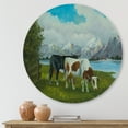 thumbnail image 2 of Designart 'Cows Eating Grass In Front Of A Lake' Farmhouse Circle Metal Wall Art 11x11 - Disc of 11, 2 of 5