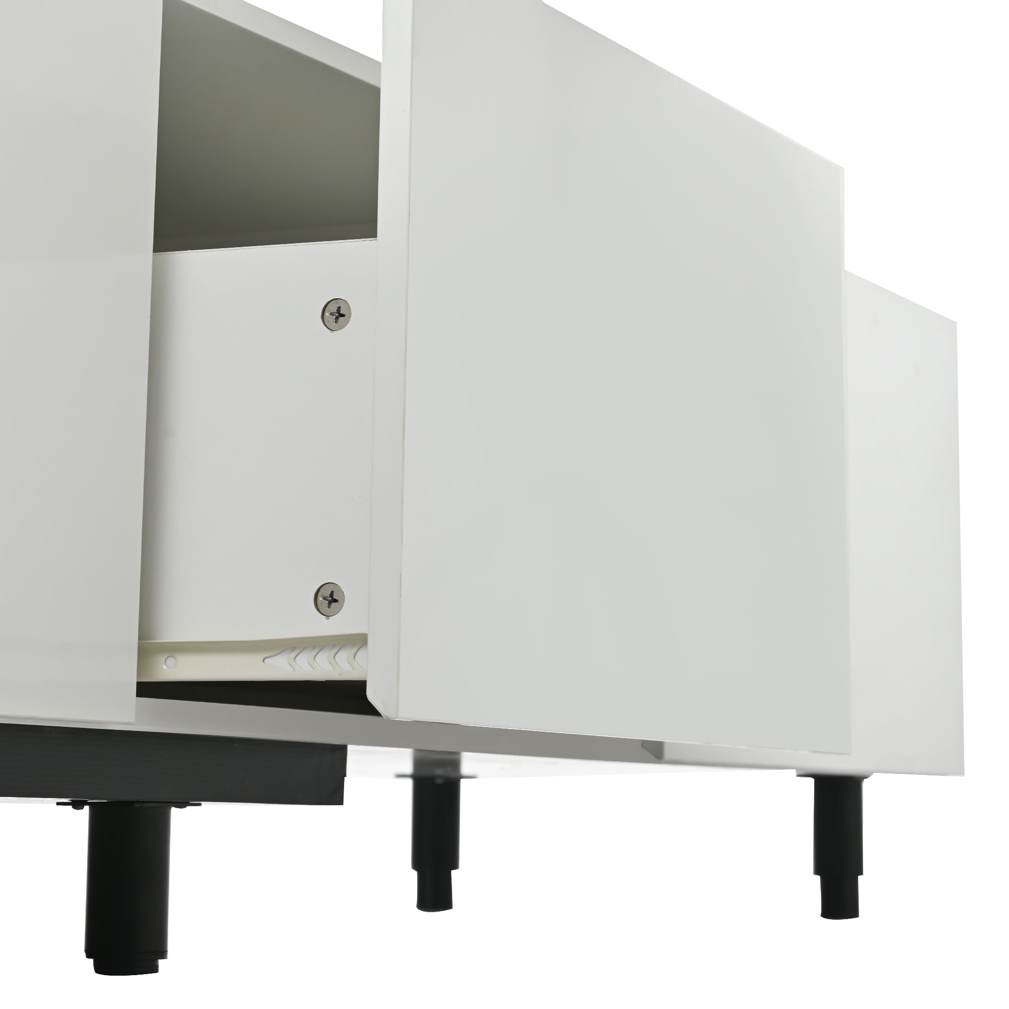DEALTOPS Modern TV Stand with Large Drawers and Open Compartment for TVs up to 80'' - White