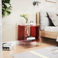 thumbnail image 3 of Acrylic Nightstand Colorful Bedside Table with Open Storage Shelf,Clear Side Table for Living Room (1, Red), 3 of 9