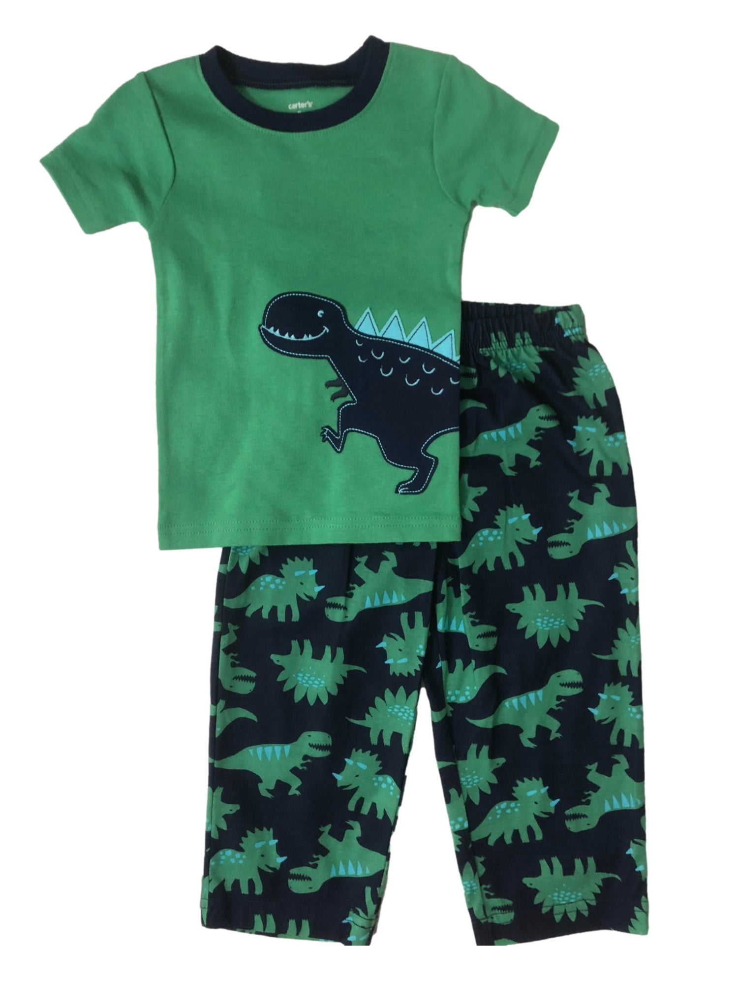 Boys Dinosaur T-Rex Green Long Cotton Pyjamas 3 to 7 Years