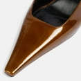thumbnail image 4 of FSJ Women Graceful Closed Toe Slingback Pumps Special Flared Kitten High Heel Adjustable Strap Ladies Sexy Formal Wedding Party Dress Shoes Size 8 Brown, 4 of 4