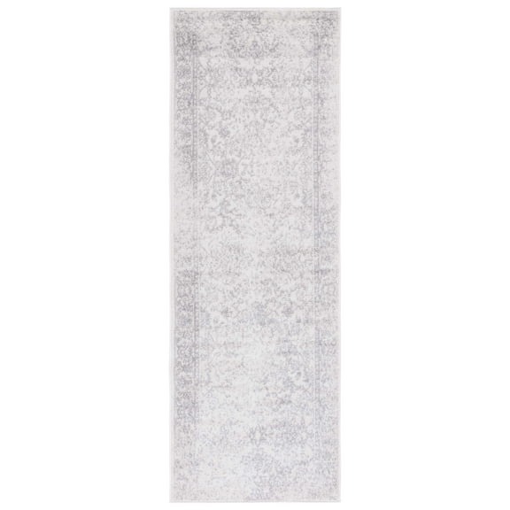SAFAVIEH Adirondack Wyatt Traditional Distressed Runner Rug, Ivory/Silver, 2'6" x 20'