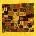 thumbnail image 1 of Ahgly Company Machine Washable Indoor Square Abstract Yellow Contemporary Area Rugs, 7' Square, 1 of 4