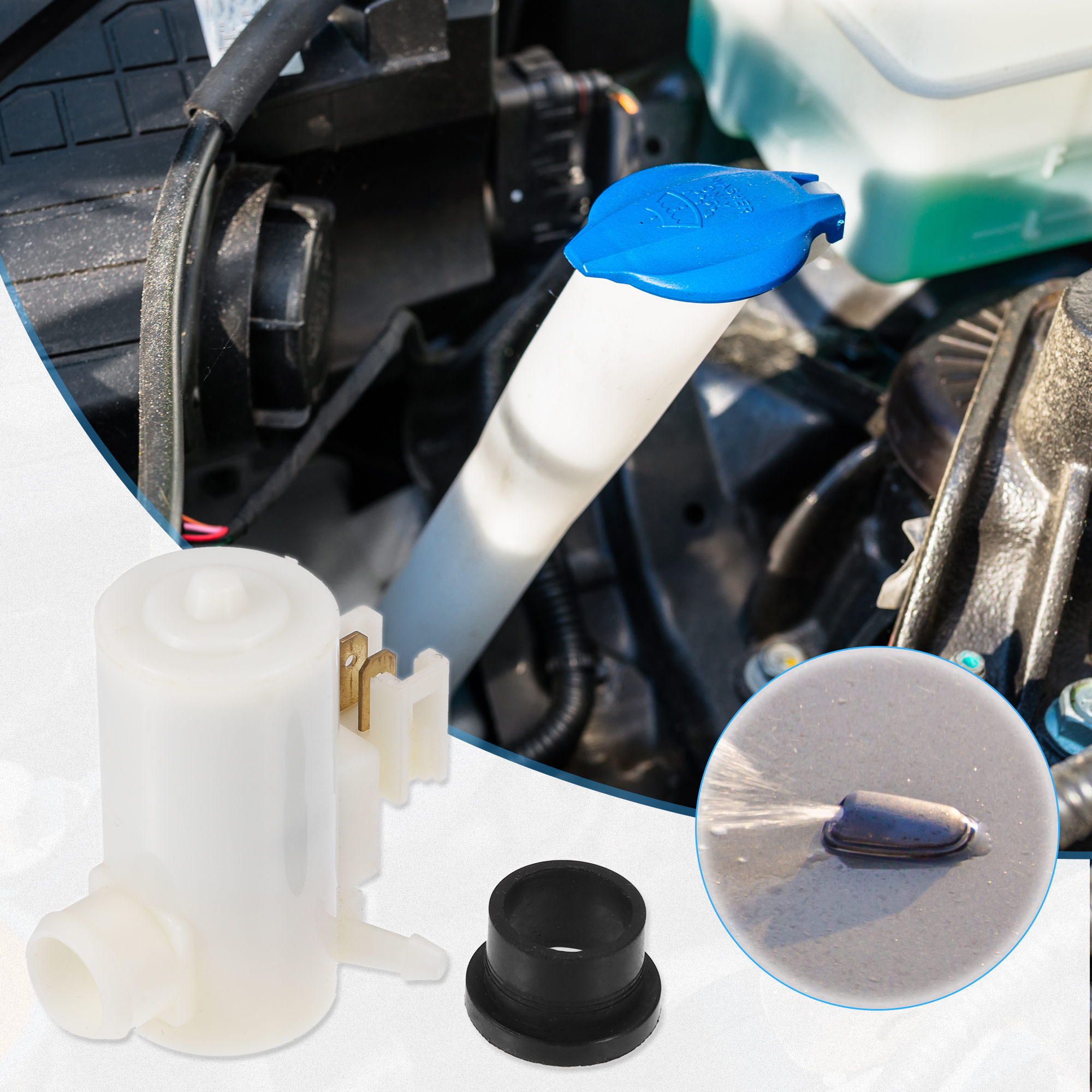 Unique Bargains Car Windshield Washer Motor Pump Fit for Honda CR-V - 1 Pcs White