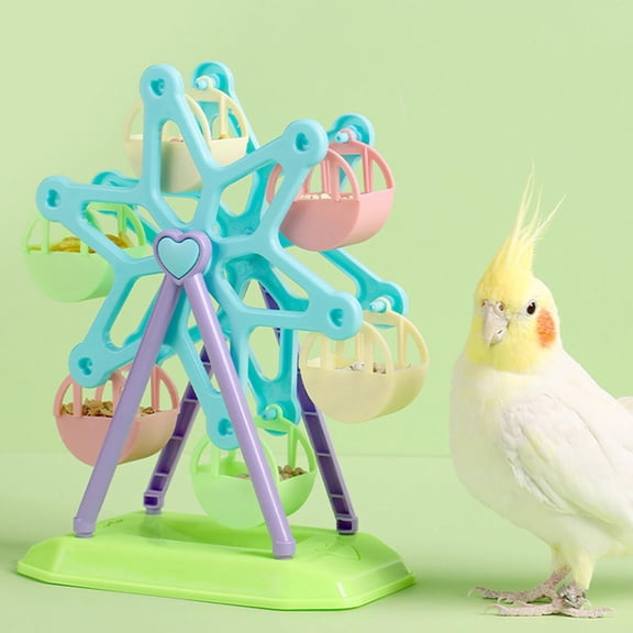 Pet Supplies Colorful Ferris Wheel Food Container Parrots Feeding Toy Training Supplies with Cups