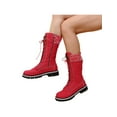 thumbnail image 3 of Difumos Women Fashion Side Zip Winter Shoes Lightweight Lace Up Mid-Calf Boot Walking Casual Boots Red 5, 3 of 5